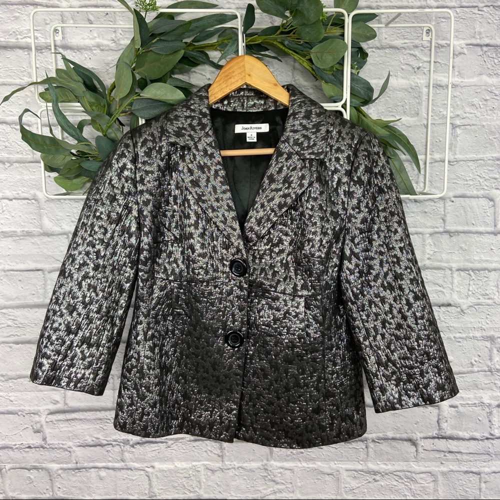 Joan Rivers Black and Metallic 3/4 Sleeve Blazer